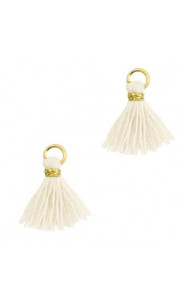 Mini Quaste Ibiza Style 1cm Gold-off white